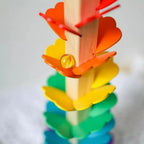 Tooky Toy Wooden Spiral Tower with Marbles - Flower-Themed Ball Track Toy, Ages 3+