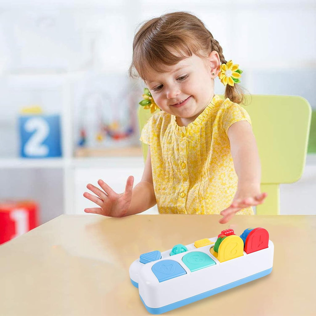 Pop Up Toy Vehicle Style Educational Toy with Push Buttons, Suitable for Children from 18 Months