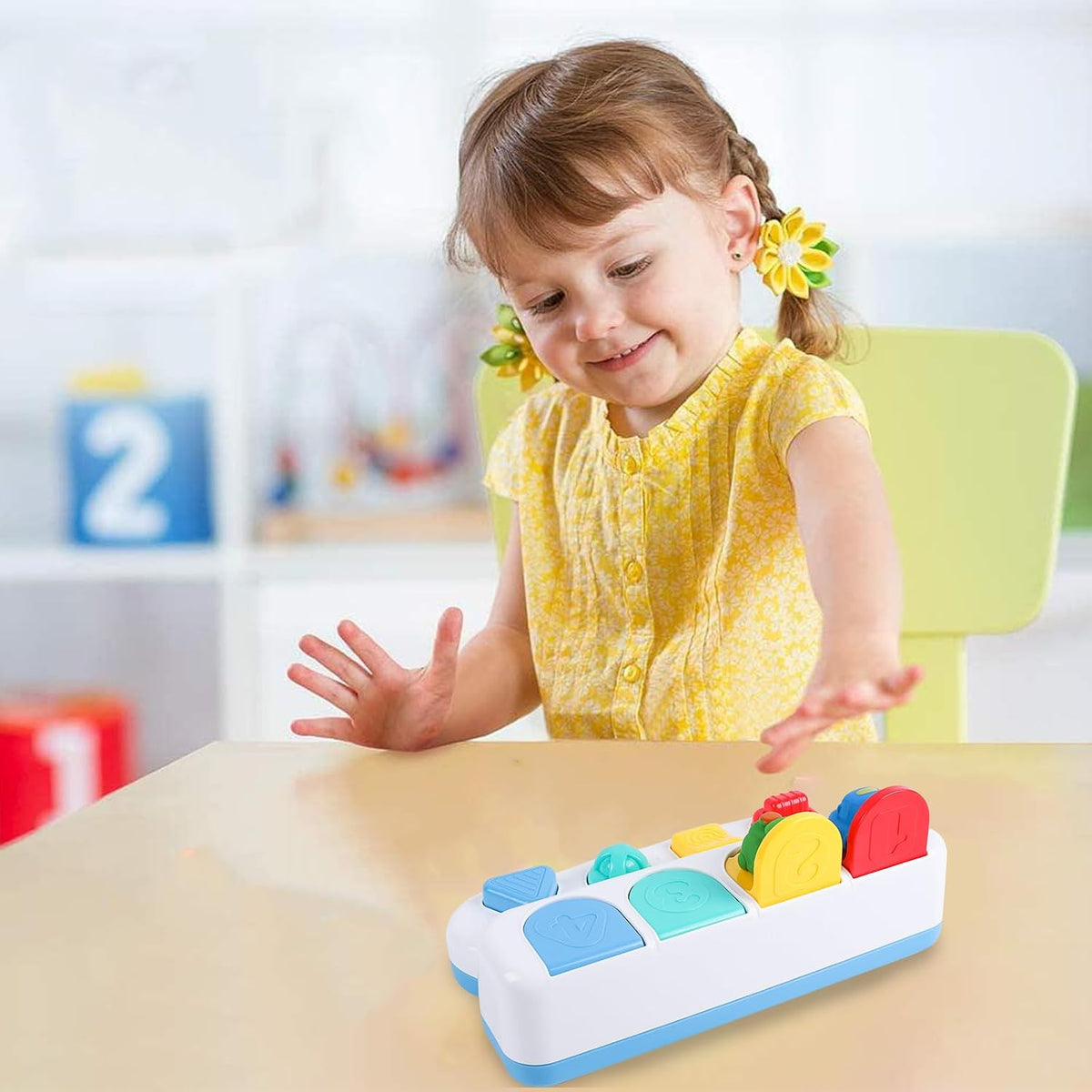 Pop Up Toy Vehicle Style Educational Toy with Push Buttons, Suitable for Children from 18 Months