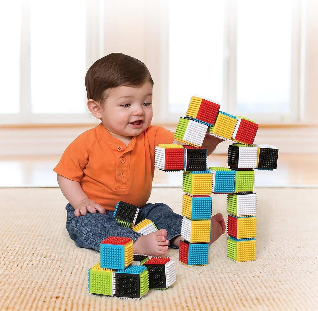 Press & Stay Sensory Blocks, 35-Piece Building Toy Set
