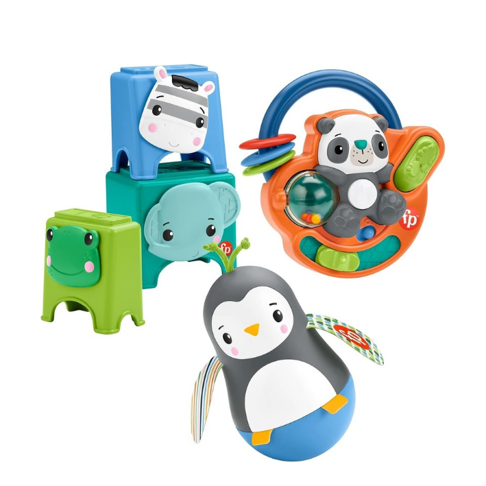 Fisher-Price Hello Hands Play Kit, Curated Gift Set of Activity Toys for Infants Ages 6 Months and Up