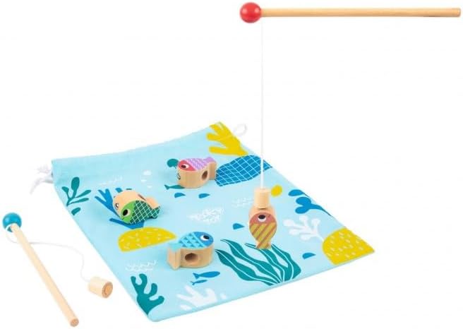Tooky Toy TH698 Wooden Fishing Game 25 Pieces Interlocking Stacking Game