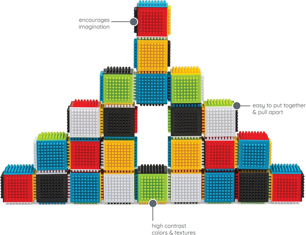 Press & Stay Sensory Blocks, 35-Piece Building Toy Set
