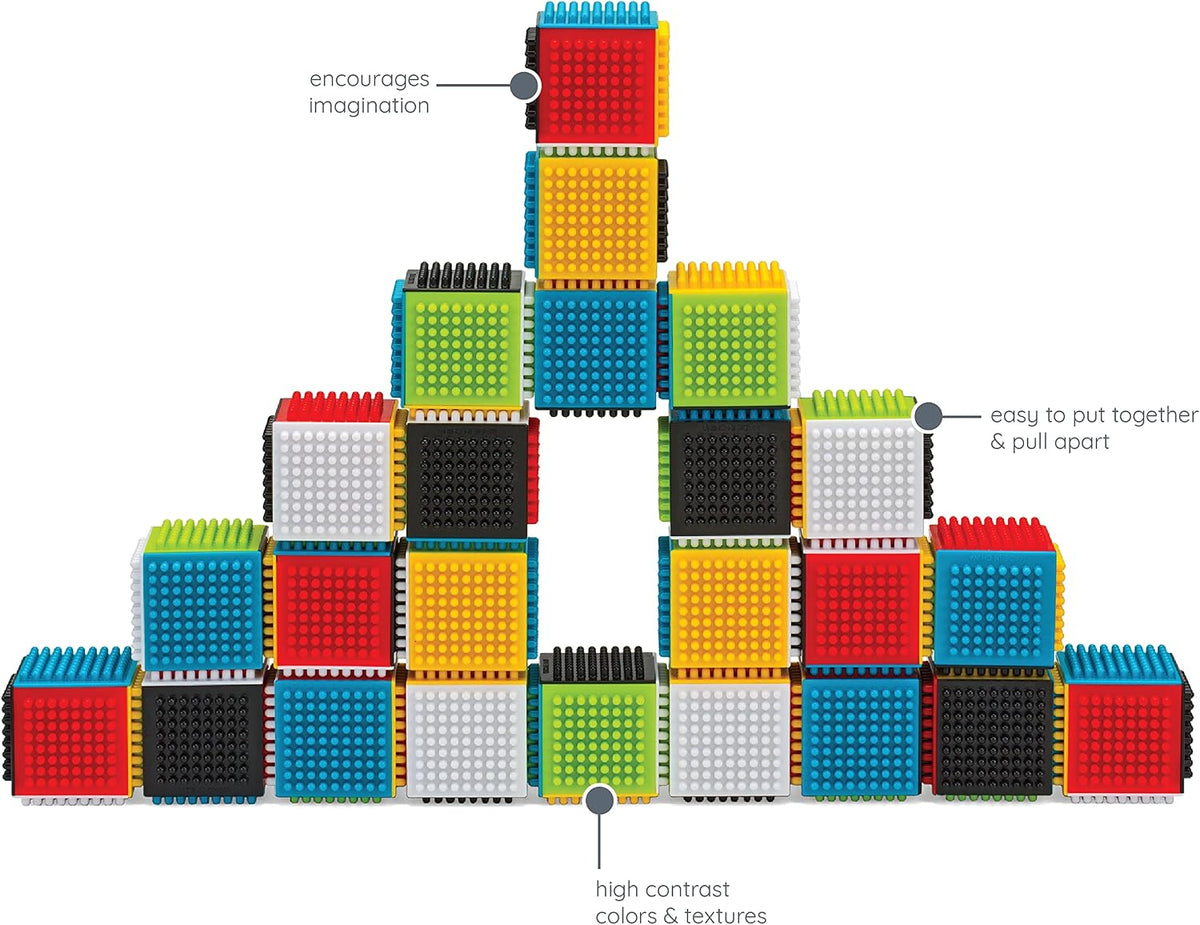 Press & Stay Sensory Blocks, 35-Piece Building Toy Set