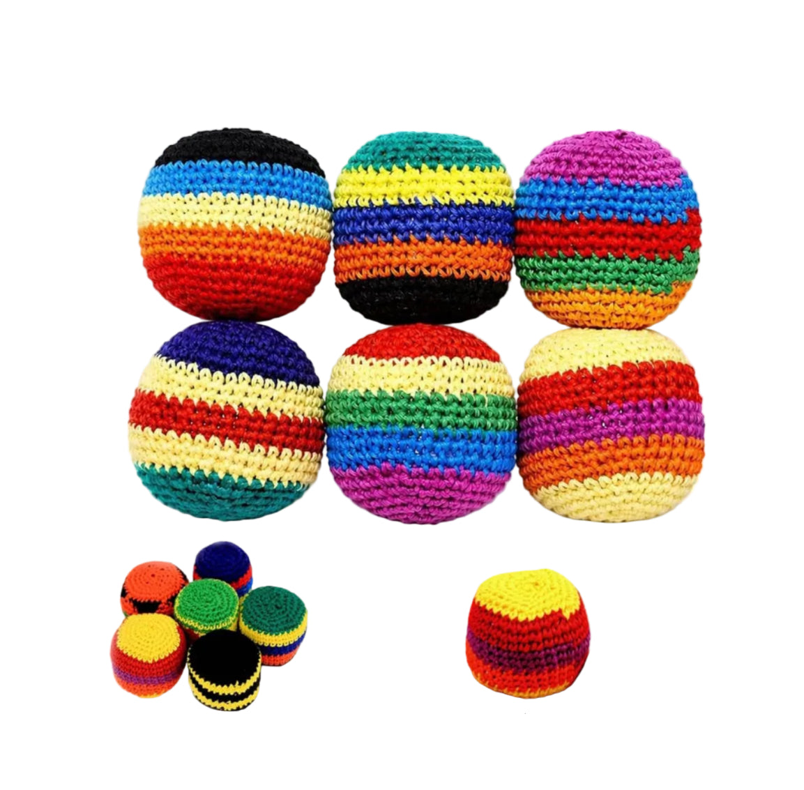 6PCS Hand-Made Knitted Footbag