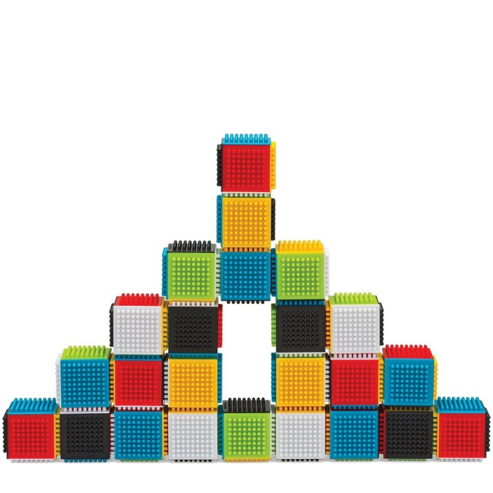 Press & Stay Sensory Blocks, 35-Piece Building Toy Set
