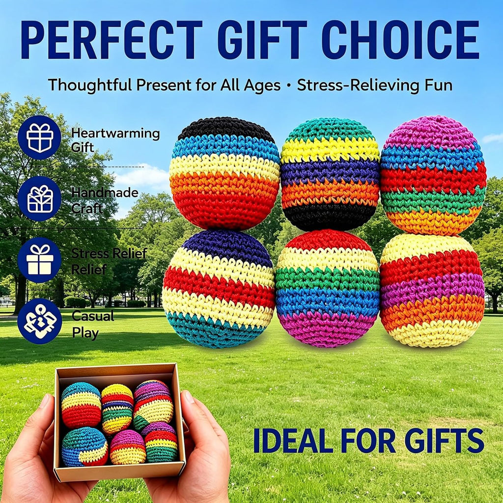 6PCS Hand-Made Knitted Footbag