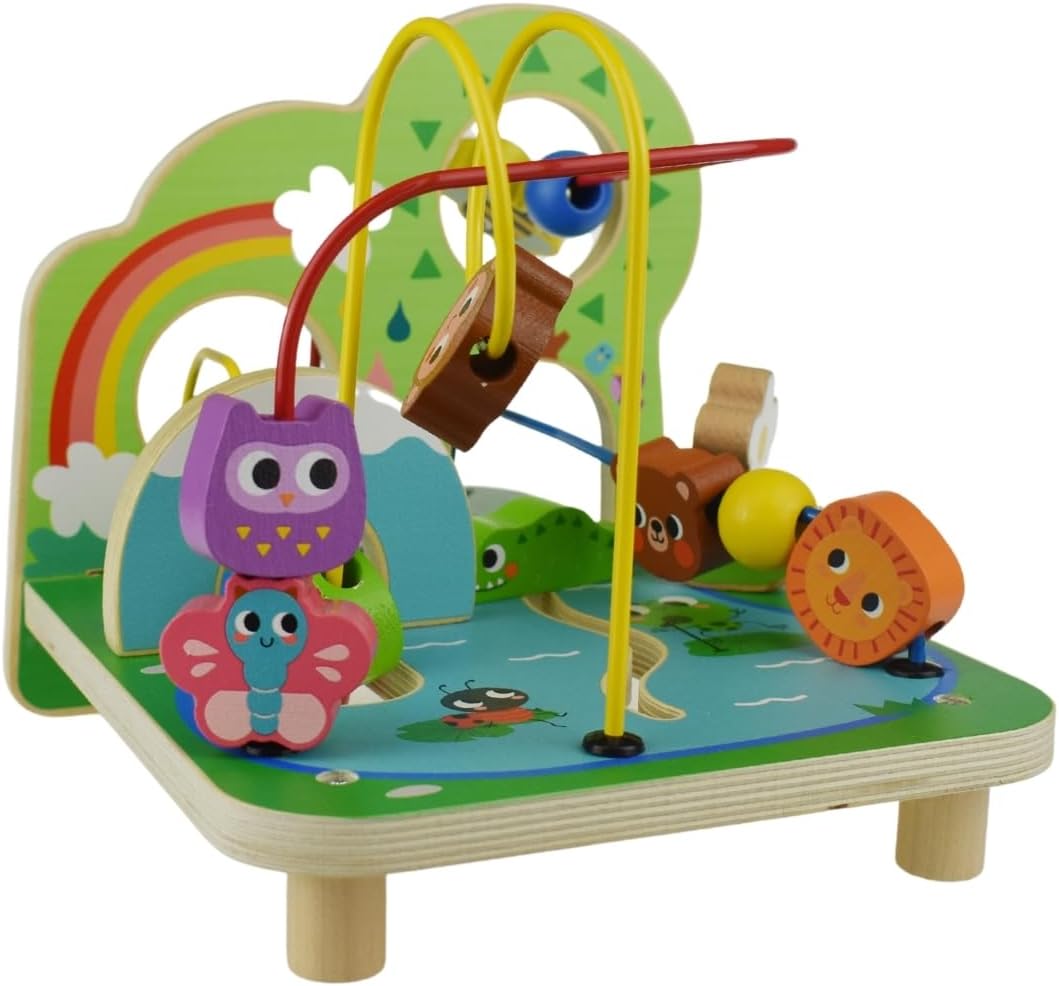 Tooky Toy Forest Bead Maze: Forest Woodland Themed Tabletop Bead Maze with Animals for Kids